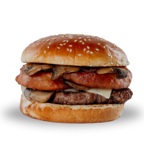 Enjoy a Mushroom Swiss Burger from Beefaroo